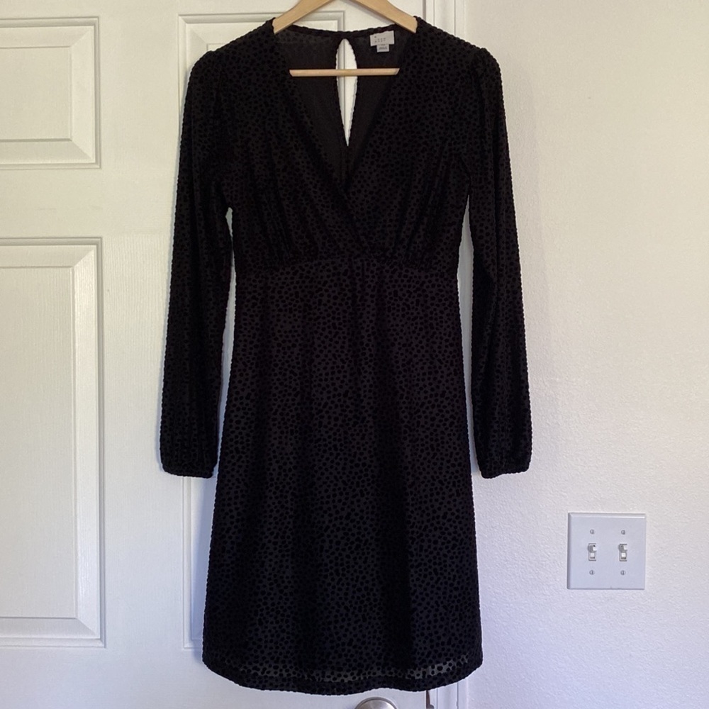 A New Day little black dress with deep v-neck and textured print.